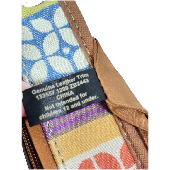 Fossil Canvas Fabric & Leather Crossbody Bag Purse Multicolor Geometric Stripe - Picture 13 of 13